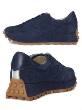 Ladies 7.5 Navy Suede Sneakers